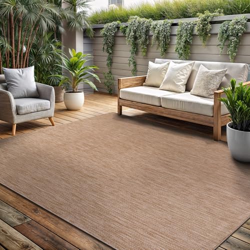 Washable Indoor Outdoor Rug 5x7 Weather Resistant Area Rugs Modern Solid Jute Rug for Porch Deck Balcony Backyard Patio Outside Carpet