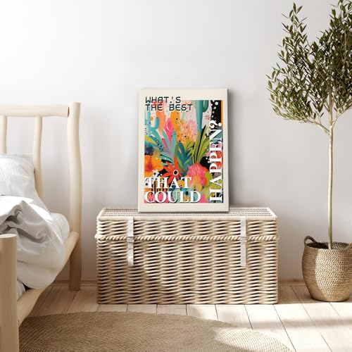 What's the Best That Could Happen Maximalist Floral Framed Canvas Painting Wall Art Decor