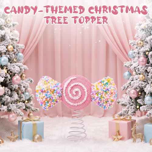Christmas Tree Topper Decor 9.8" Pastel Candy Cane Treetop Ornament