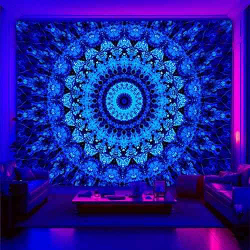 Blacklight Mandala Tapestry for Bedroom
