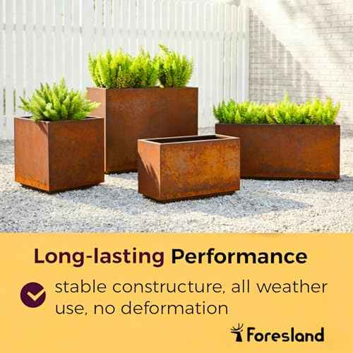 Corten Steel Style Planter Box 40Wx12Dx16H