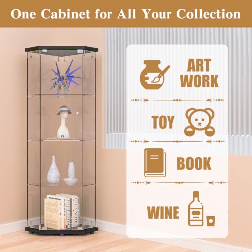 Black 5 Corner Glass Display Cabinet