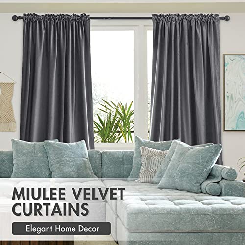 Grey Blackout Velvet Curtains Drapes 96 Inch Long 52"x96" Bedroom (2 Count)
