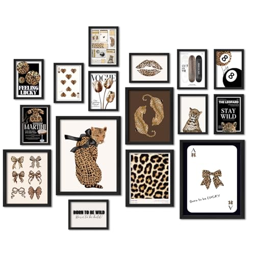 16 PCS Framed Leopard Wall Art Decor (16 Count)