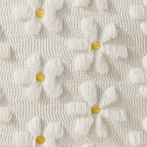 Spring Summer Pillow Covers 16x16 inch Set of 2 White Daisy (2 Count)