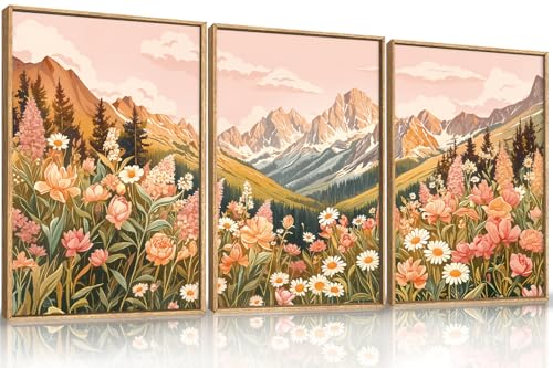 Large Abstract Colorful Mountain Framed Canvas Wall Art