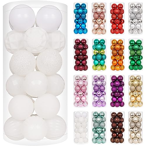 24ct White Christmas Ornaments for Tree Decorations (24 Count)