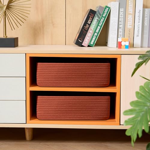 Large Shallow Organizing Baskets 15x11x5.1 Inches (3 Count)