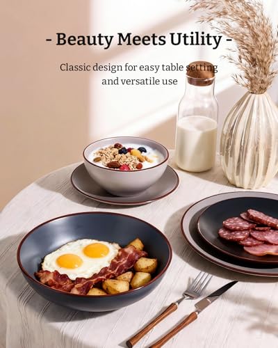 Venus Stoneware Dinnerware Sets with Pasta Bowls (16 Count)