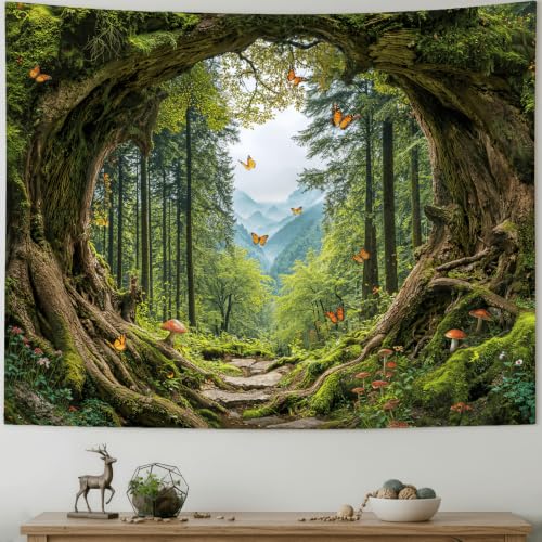 Green Nature Forest Tapestry 90x68 Inch