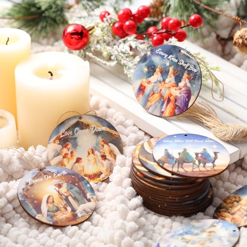 60 Pcs Christmas Ornaments Nativity Scene Wooden (60 Count)