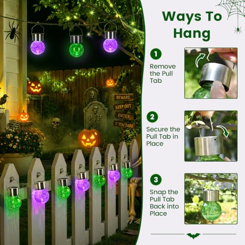 Halloween Solar Lights Outdoor Solar Hanging Lanterns Outside 12PC (12 Count)