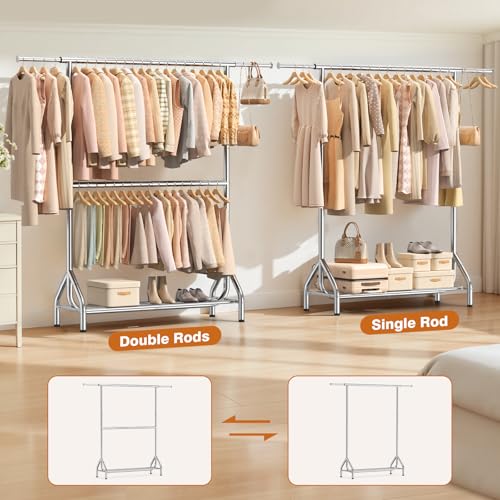 Double Rod Clothing Rack Load 622 LBS
