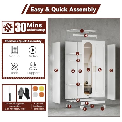 71" Tall Armoire Wardrobe Closet with Mirror