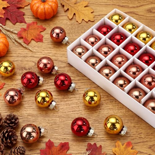 32 Pcs 1'' Mini Glass Fall Thanksgiving Ornament (32 Count)