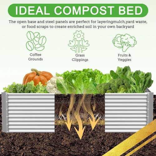 2 Pack Tall Corrugated Galvanized Steel Raised Garden Bed Outdoor (2 Count)