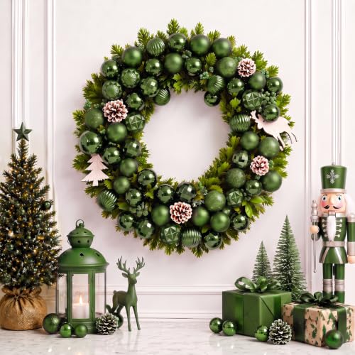 24ct Green Christmas Ball Ornaments for Tree Decorations (24 Count)