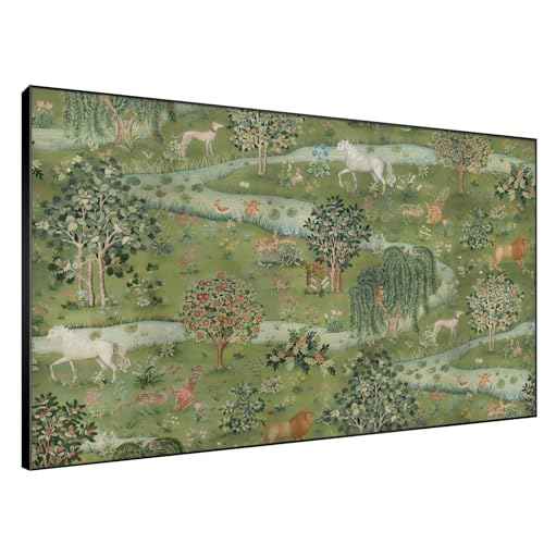 46"x72" Extra Large Framed Wall Art Medieval Fantasy Forest with Woodland Animals