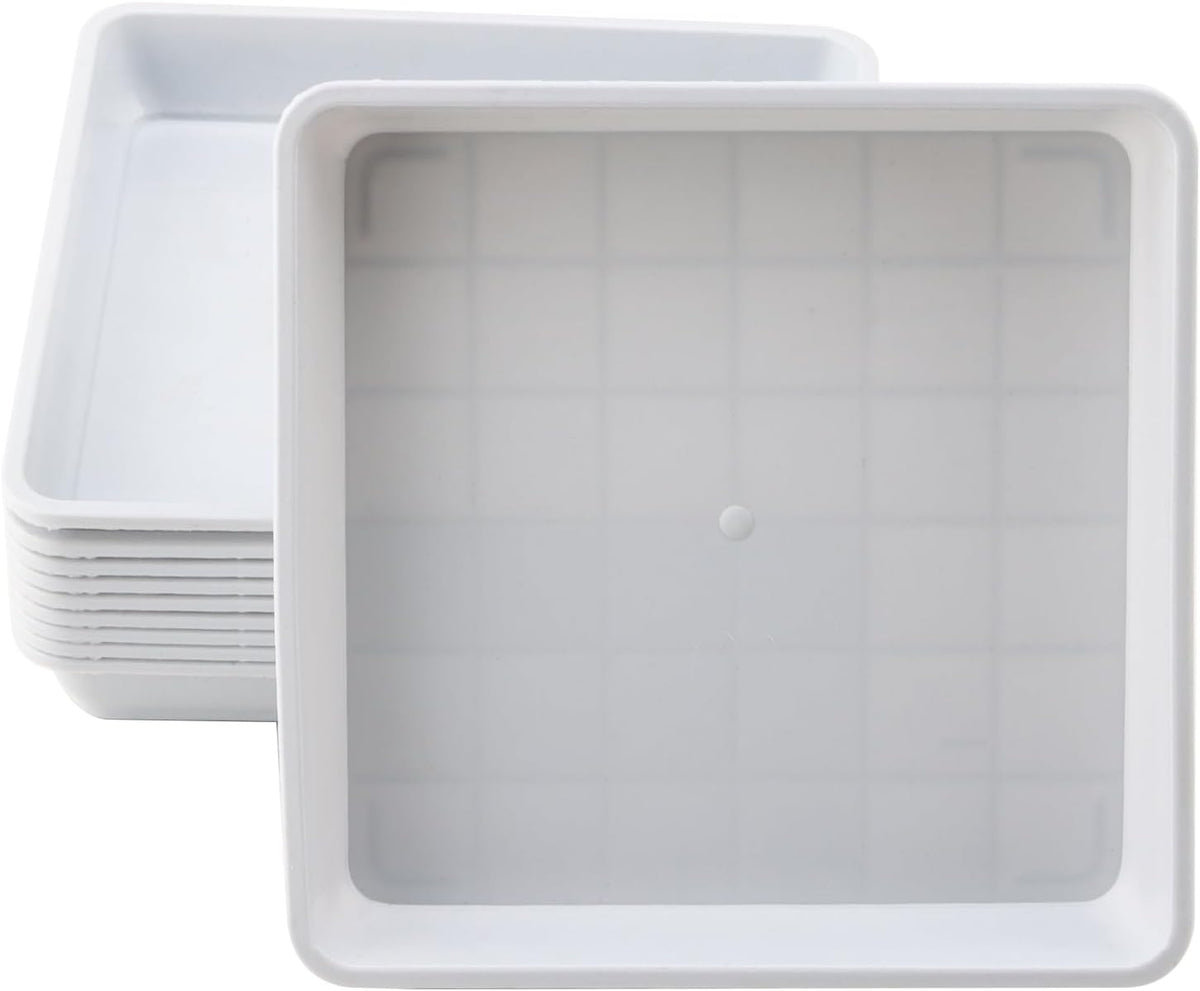 JOIKIT 15 PCS 10 x 10 Inch Square Plant Saucer, Plastic Plant Saucer Drip Tray, Square Flower Pot Tray for Indoors and Outdoor Plant Pots, 1.38 Inch Deep, White