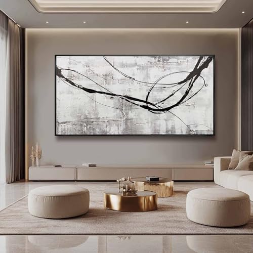 Line Wall Art Pictures Modern Wall Decor Black and White Canvas Wall Paintings 36"x70" Large Poster Printing for Dining Room Bedroom