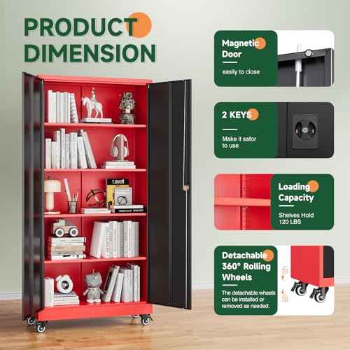Metal Garage Storage Cabinets with Lock Door and Adjustable Shelves