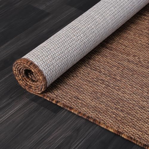Washable Indoor Outdoor Rug Weather Resistant Carpet Modern Solid for Porch Deck Balcony Backyard Patio Rug 8x10 Gold Brown (80 Sq Ft)