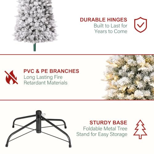 7.5 ft Prelit Pencil Christmas Tree with 200 Warm White LEDs