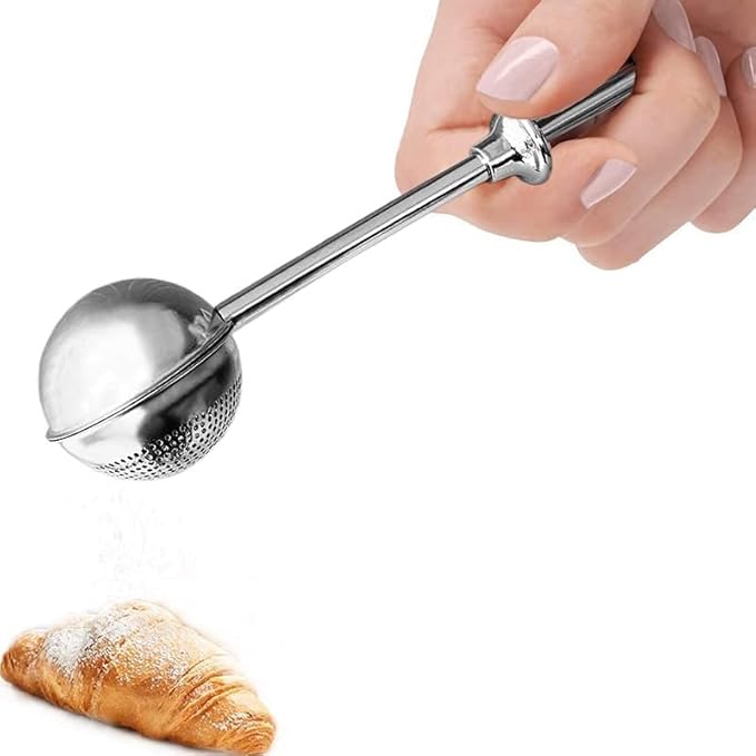 Silver 304 Stainless Steel Flour Powder Filter Spoon, Baker Dusting Wand For Sugar Flour Spices, Flour Sugar Powder Spoon Kitchen Tools, Baking Sifters Baking Tools and Accessories