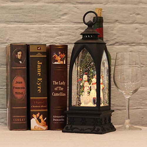 12” Christmas Snow Globe Lantern Snowman with Music & Timer