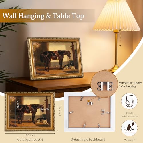 Vintage Gold Framed Wall Art for Home Decor