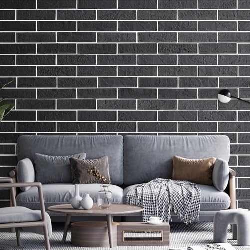 100 Pieces Old Town Black Faux Brick Wall Tiles