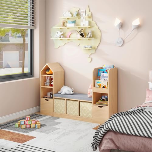 Toy Storage Organizer for Kids Bookshelf with Reading Nook