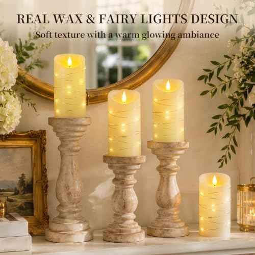 Flameless Candles with String Lights (2 Count)
