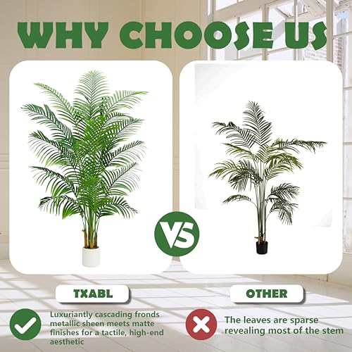 2 Pack Artificial Palm Tree Indoor Plant 7FT Tall Fake Tropical Palm Tree in Pot (2 Count)