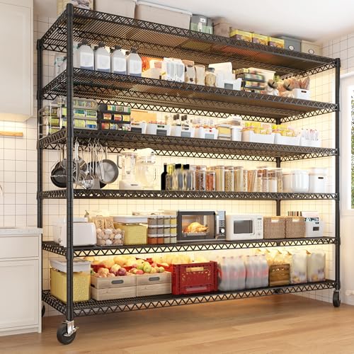 6 Tier Wire Shelving Units with Wheels (2 Count)