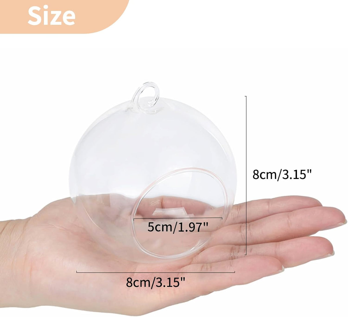 Nuptio 8 Pcs 3.15"/ 8cm Hanging Glass Tealight Holder Globe Plant Terrariums Glass Orbs Air Plants Tea Light Candle Holders Home Decor Indoor Outdoor Garden (6 Pcs + 2 Pcs)
