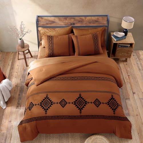 Embroidery California King Comforter Set 7 Pieces Bed in a Bag