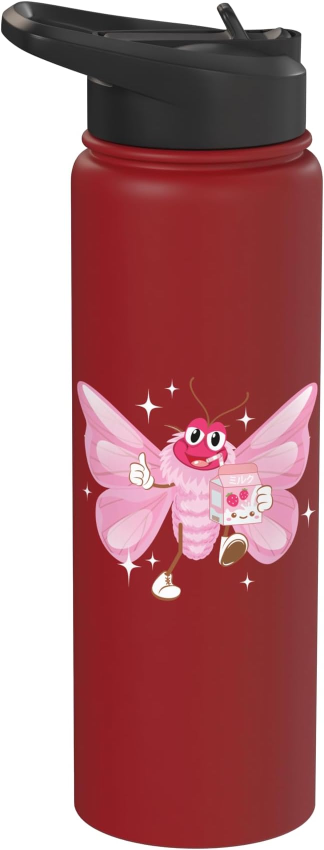 Butterfly Kawaii Strawberry Milk Shake Carton Stainless Steel Insulated Water Bottle