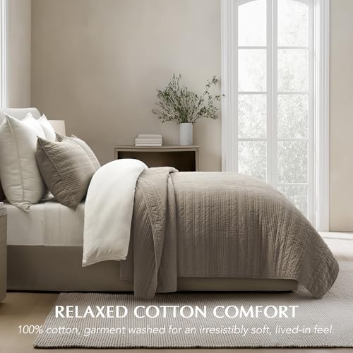 HOME 100% Cotton Modern Lines Quilt Set Queen Size