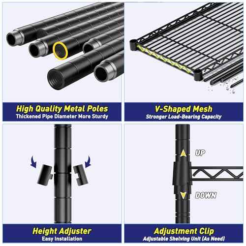 5 Tier Wire Shelving (4 Count)