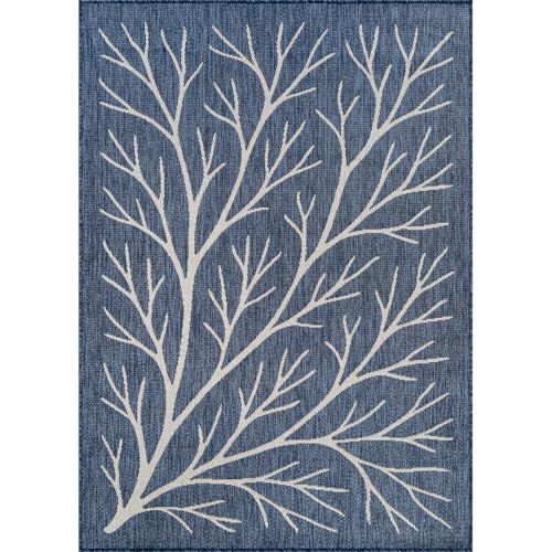 Washable Indoor Outdoor Rug 5x7 Modern Area Rugs Branch Pattern Non Shedding Waterproof Easy Clean Patio Deck Porch Living Room Bedroom Garden RV (35 Sq Ft)