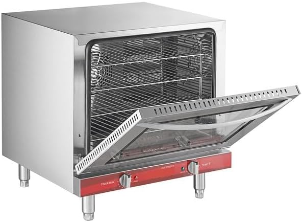 Half Size Commercial Countertop Convection Oven, 2.3 Cu Ft, Electric, 4-Rack Capacity, Stainless Steel, 208/240V, 2100/2800W, 23x22.5x20 Inch