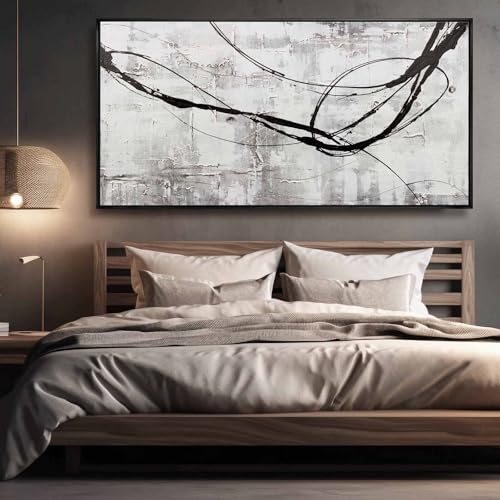 Line Wall Art Pictures Modern Wall Decor Black and White Canvas Wall Paintings 36"x70" Large Poster Printing for Dining Room Bedroom