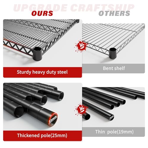 6 Tier Wire Shelving Units with Wheels (2 Count)