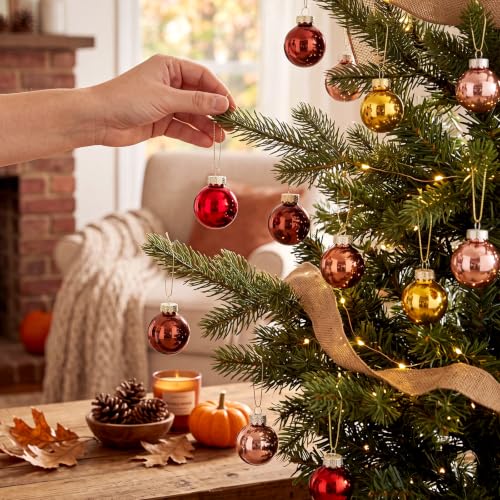 32 Pcs 1'' Mini Glass Fall Thanksgiving Ornament (32 Count)
