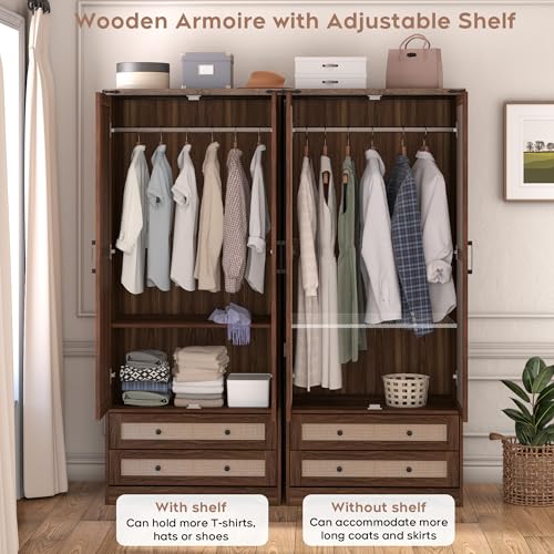 Wooden Armoire Wardrobe Closet with Drawers