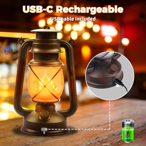 4 Pack Bronze Vintage 4 Modes Rechargeable Lanterns with Remote Control (4 Count)
