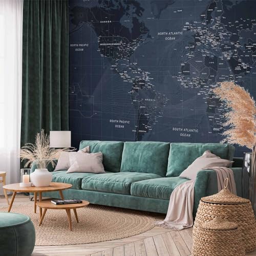 Wall Mural World Map 138x101 in (96.44 Sq Ft)