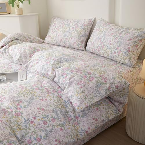 Botanical Floral Comforter Set Queen Aesthetic Cottagecore Bedding Set