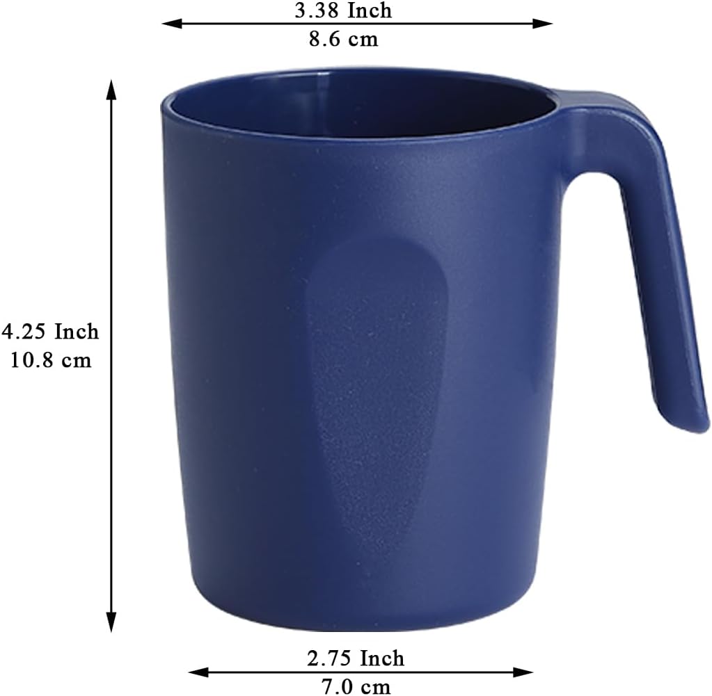 Kyraton Plastic Mug Set 12 Pieces, FR Color Unbreakable And Reusable Light Weight Travel Coffee Mugs Espresso Cups Easy to Carry And Clean, Dishwasher Safe